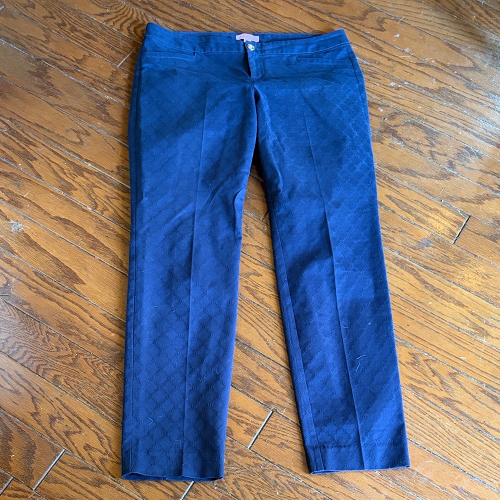 Lilly Pulitzer Deep Navy Textured Slim Trousers